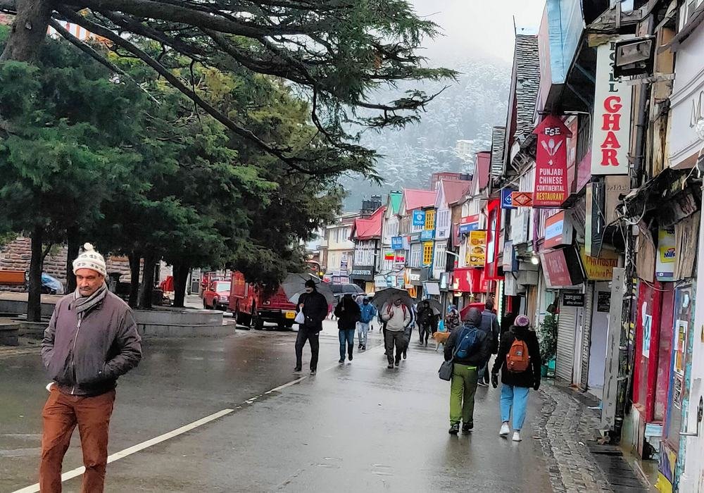 Shimla Mall Road in snow